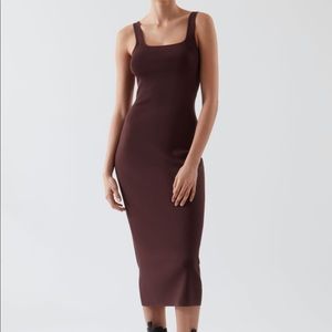 Cos knitted tube midi dress, navy color